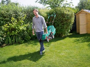 Man with a lawn mower