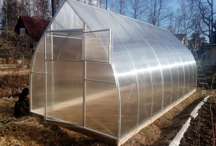 Polycarbonate greenhouse in autumn