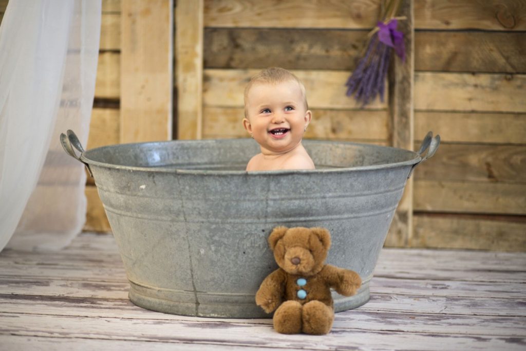 Child in an iron trough